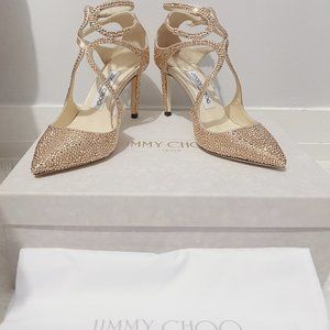Jimmy Choo - Lancer 85 Rose Gold Swarovski Crystal Pumps (size 35.5)